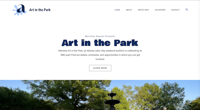 Screenshot of my final project, Art in the Park